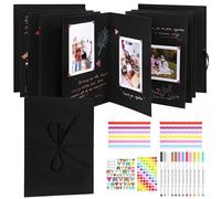 Extendable Photo Albums 34 Pages - Accordion-Style DIY Scrapbook 300GSM Thick Paper, Stretchable Folding Notebook for Christmas Art & Memory Keeping (Black) DS01A4BK34