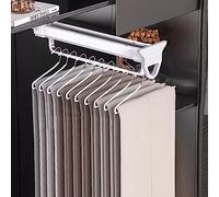 Extendable Pull Out Closet Rod - 45kg Capacity Aluminum Alloy Clothes Hanger, Retractable Sliding Pants Rack, Damping Track Design, Space-Saving Organizer (White)