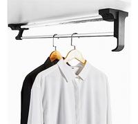Extendable Pull Out Closet Rod, Adjustable 25-50cm Steel Clothes Storage Hanger Rack Rail, for Pants Coats Organization