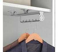 Extendable Pull-Out Closet Valet Rod,Adjustable Closet Rod Pull Out Pants Rack Clothes Hanger,Retractable Wardrobe Rail,Top Mount,for Coats,Pants,Scarves,etc ( Color : Silver , Size : 30cm/11.8in )