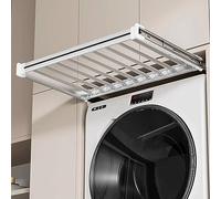 Extendable Pull Out Trousers Rack Drawer - Wardrobe Pull-Out Trousers Rack, Above Washing Machine Drying Rack Multi-Functional Hidden Clothes Rack, Space Saving, White