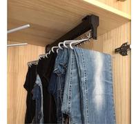 Extendable Pull-Out Trousers Rack - Heavy Duty Adjustable Closet Rod with Damper for Pants & Coats, Space-Saving Retractable Design, Ideal for Organizing Your Wardrobe