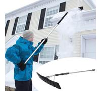 Extendable Roof Snow Rake with Plastic Blade for Winter Snow Removal from House Roofs