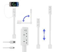 Extendable Rotating Outlet Power Outlet Extender with USB-A USB-C and 2 AC Outlets 180 Rotatable Extends for Hard-to-Reach Ideal Behind Sofas Nightstands Desks UK Standard