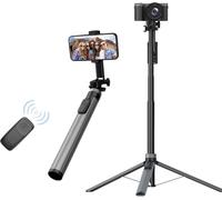 Extendable Selfie Stick Tripod for Phone, Aluminum Alloy, 200cm Height, Wireless Remote Shutter, Adjustable Phone Holder, Vlogging and Live Streaming Tripod for Phones