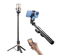 Extendable Selfie Stick Tripod with Projection Screen Remote Shutter & 360° Rotation Travel Tripod Stand for Video Recording, Vlog, Live Stream, for Smartphone,(170cm)