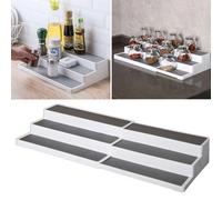 Extendable Shelf 3 Tier Step Jar Tin Spice Storage Rack Cupboard Organiser Racks