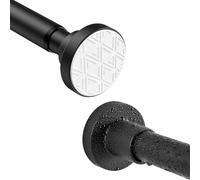 Extendable Shower Curtain Pole (23"-114"), Telescopic Tension Curtain Rod Stainless Steel, Splice mounting design, Non-Slip, Never Rust, No Drilling, Never Collapse for Bath, Kitchen, Wardrobe, Black
