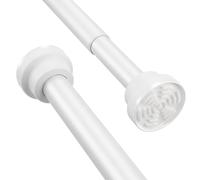 Extendable Shower Curtain Rail 105-170cm,Stainless Steel Shower Curtain Pole Curtain,Tension Rod No Drilling Adjustable Shower Rail Telescopic Shower Pole for Bath,Closet,Wardrobe,Kitchen White