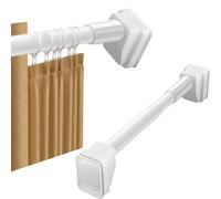 Extendable Shower Curtain Rod - No Drill Tension Rod for Net Curtains, Adjustable 40-500cm Ø25mm Telescopic Pole, Spring Design (White, 70-120CM)