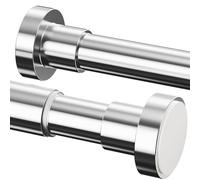 Extendable Shower Curtain Rod, Tension Rod 62-85CM, φ25mm, No Drill Telescopic Pole, Adjustable Strong for Bathroom Bedroom Window Closet, Silver