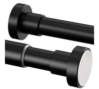 Extendable Shower Curtain Rod, Tension Rod 62-85CM, φ25mm, No Drill Telescopic Pole, Adjustable Strong for Bathroom Bedroom Window Closet, Black