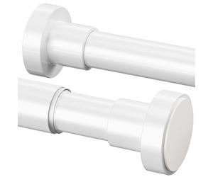 Extendable Shower Curtain Rod, Tension Rod 62-85CM, φ25mm, No Drill Telescopic Pole, Adjustable Strong for Bathroom Bedroom Window Closet, White