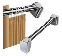 Extendable Shower Curtain Rod - Tension Rod for Net Curtains, No Drill, Adjustable 40-500cm, Ø25mm Telescopic Pole, Spring Loaded, Silver (50-75cm)