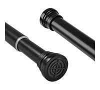 Extendable Shower Curtain Rods Spring Tension Poles Adjustable No Drill Curtain Rails for Shower Curtain, Windows, Door Curtain, Bathroom and Wardrobe 115-210cm Black