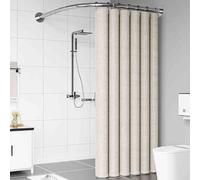Extendable Silver Curtain Poles - L-Shaped No-Drill Shower Curtain Rail Curved Design 90-130cm Ideal for Bathrooms Bathtubs and Clothing Stores No Ceiling Support Needed.
