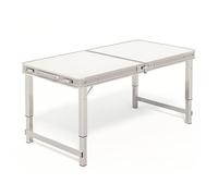 Extendable Small Dining Table - Folding Aluminum Kitchen Table with Handle 3 Adjustable Heights Lightweight Camping & Beach Table 150kg Load Capacity