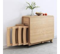 Extendable Solid Wood Dining Table for 4-6 Foldable Kitchen Table with Chairs Space-Saving Furniture for Living Room and Dining Room Modern Design