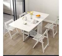 Extendable Solid Wood Dining Table Set with 4 Chairs - White Folding Kitchen Table for 2-6 People 47in (120cm) - Perfect for Smals & Sto Soluts