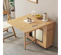 Extendable Solid Wood Folding Dining Table Set with 4 or 6 Chairs - Space-Saving Drop Leaf Design for Home Use and Events