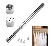Extendable Stainless Steel Wardrobe Rail 31-51 cm, Adjustable Clothes Rail Pole,No Drilling, Extendable Clothes Rail for Cupboard