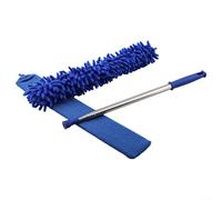 Extendable Telescopic Duster with Microfiber Mop for Spider Web Removal, Washable and Reusable, Hook for Hanging, for Ceilings and Corners