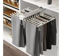 Extendable Trouser Hanger Trousers Rack Tie Holder Hanger Organiser Rack Pants Sliding Trouser Hanger for Wardrobe, Beige