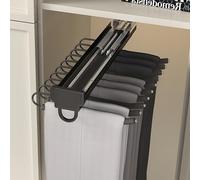 Extendable Trouser Hangers - Stainless Steel Pull Out Pants Rack Space Saving 10 Arms Clothes Rail 46cm Black Trousers Holder for Closet Storage