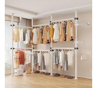 Extendable Walk in Coat Rack Adjustable Height 110 310cm Clothes Rail for Bedroom Living Room Kitchen Bathroom Entryway Hall Versatile rage Solution
