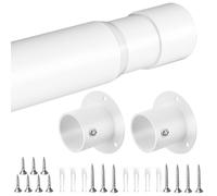 Extendable Wardrobe Rail, 43-172cm Adjustable Clothes Rail with Brackets, 32MM Wardrobe Rod, Metal Clothes Hanging Pole for Clothes, Wardrobe, Cabinet, Bathroom, White