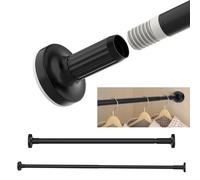 Extendable Wardrobe Rod, High Carbon Steel Wardrobe Rail Tube Clothes Hanging Pole, Heavy Duty Round Extensible Closet Bar with End Sockets for Wardrobe Cabinet Cupboard (70cm to 120cm)