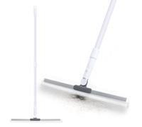 Extendable Wet Room Floor Squeegee, Rubber Broom with 124 cm Handle, Rubber Carpet Brush for Floors, Shower Tiles, Pet Hair Removal, Windows