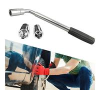 Extendable Wheel Brace Wrench with 17/19mm and 21/23mm Wheel Bolt Sockets, Compact Telescopic Car Van Brace Socket Tyre Nut Wrench for Tyre Change