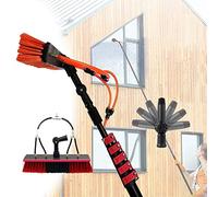 Extendable Window Cleaning Kit with Solar Panel Cleaning Brush Aluminum Pole & 66' Hose Ultimate Outdoor Cleaning Equipment for Streak Free & Solar Panels