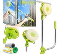 Extendable Window Squeegee with Rotating Head, High Rise Window Cleaner, 0.6-1.4M Extension Pole, 2-in-1 Sponge Squeegee Telescopic Window Cleaning Equipment, Long Handle Extendable Cleaner