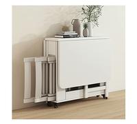 Extendable Wood Dining Table Set with Drop Leaf & 4 Chairs SpaceSaving Kitchen Desk on Wheels for Small Spaces Adjustable Dining Room Furniture