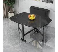 Extendable Wood Folding Dining Table - Rectangular Drop Leaf Space-Saving Design Round Edges Portable Kitchen Desk for Dining Room & Living Room - Perfect for Small Spaces