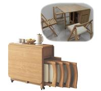 Extendable Wooden Dining Table with 4 Chairs & Drawer - Foldable Space-Saving Design for Small Kitchens & Dining Rooms - 1.4m No Assembly Needed