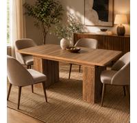 Extendable Wooden Dining Table with Hidden Leaf & Fluted Legs | Farmhouse Style 63"-78.74" Seats 4-8 Space-Saving for Kitchen & Living Room Modern Brown Finish