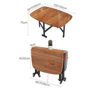Extendable Wooden Folding Dining Table with Wheels Space-Saving Drop Leaf Butterfly Table for Small Spaces Brown 120x70x75cm - Ideal for Dining Room & Kitchen