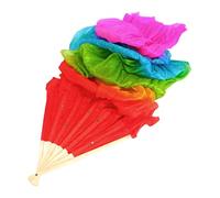 Extended Belly Dance Silk Fans, Colorful Gradient Design, Ideal for Fitness & Yangko Performances, 1.8m Total Length, Left - Hand Use