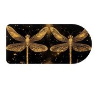 Extended Big Mouse Pad, Two Gold Dragonflies with Sparkling Wings on Black Background Large Gaming Mouse Pad for Desk, Rubber Base Computer Mousepad for Home Office Gaming, 29.1’’ x13.8’’