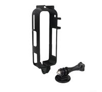 Extended Cold Shoe Frame with Adapter for Insta360 X4 AIR, Silicone Protective Housing with 2 Cold Shoe Connections for Microphone & Light, Horizontal & Vertical (Vertical Black)