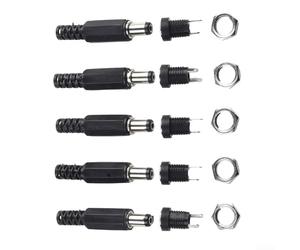 Extended Dc Power Connector 5.5x2.1mm Male And Female Jack Socket Panel Mount 12v Set For Laptop Cctv Camera Led Light Strip 5 Pairs Black