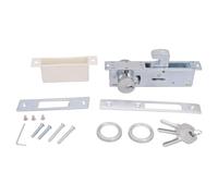 Extended Door Lock Tongue, Double Open Mortice Hook for 50-55mm Storefront Doors, Zinc Alloy Security Lock with 3 Keys, Silver