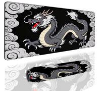 Extended Gaming Mouse Pad 31.5 x11.8 inch, Large Non-Slip Rubber Desk Mat for Gamers, Waterproof Smooth Surface for Precise Mouse Control, Washable Computer Keyboard Pad (Anime Grey Dragon)
