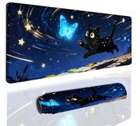 Extended Gaming Mouse Pad 31.5 x11.8 inch, Large Non-Slip Rubber Desk Mat for Gamers, Waterproof Smooth Surface for Precise Mouse Control, Washable Computer Keyboard Pad (Cute Black Cat)