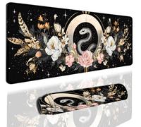 Extended Gaming Mouse Pad 31.5 x11.8 inch, Large Non-Slip Rubber Desk Mat for Gamers, Waterproof Smooth Surface for Precise Mouse Control, Washable Computer Keyboard Pad (Dark Style Floral)