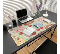 Extended Gaming Mouse Pad, Cartoon Little Bear And Strawberry Mouse Pad Mat With Non-Slip Base Big Mouse Pads, Office Computer Keyboard Laptop Home, 20x40 Inch