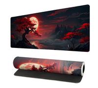 Extended Gaming Mouse Pad, Large Desk Mat XL Anime Mouse Pad Waterproof with Stitched Edges, Non-Slip Desktop Pad for Home and Office, Level Up Your 31.5x11.8 Inch (Darkness Red Moon)